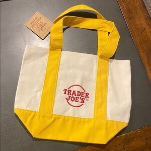 Trader Joe’s NWT Canvas Mini Tote Bag - Beige / Yellow - Holiday Drop